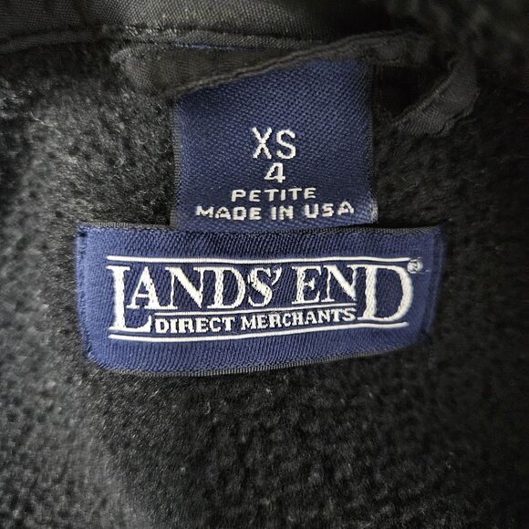 Lands' End Full Zip Polartec Fleece Jacket Women’s XS 4 Petite Black Zip Pockets - Picture 2 of 8